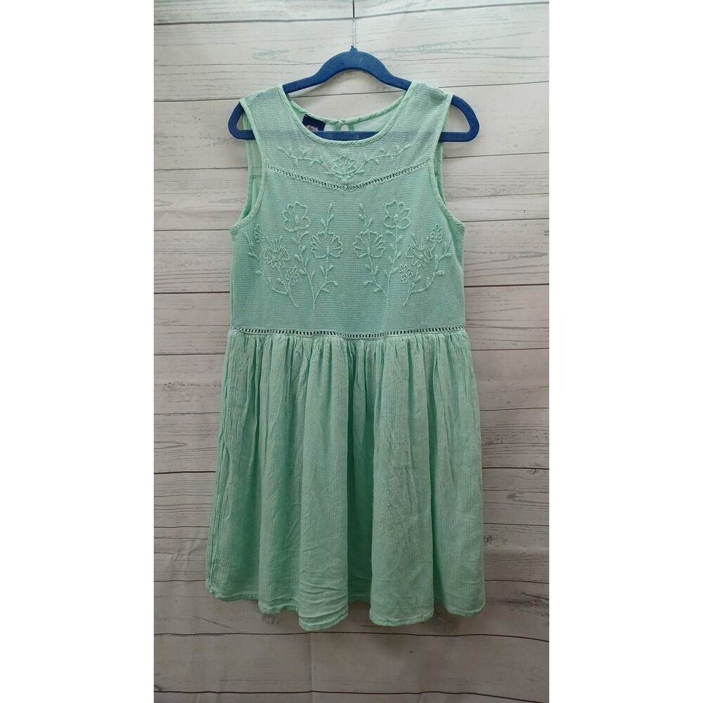 Route 66 Girl Dress Teal Green Sleeveless Sz 10-12 Lace Embroidery